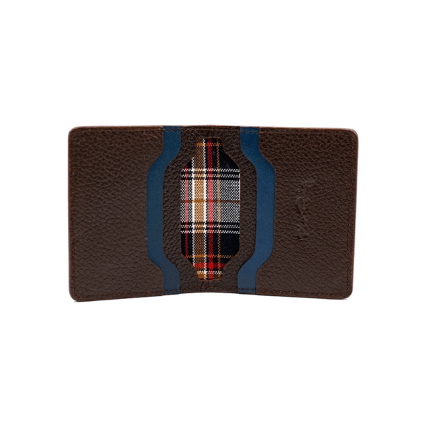 Petit Tartan Leather Wallet- Chocolate Color